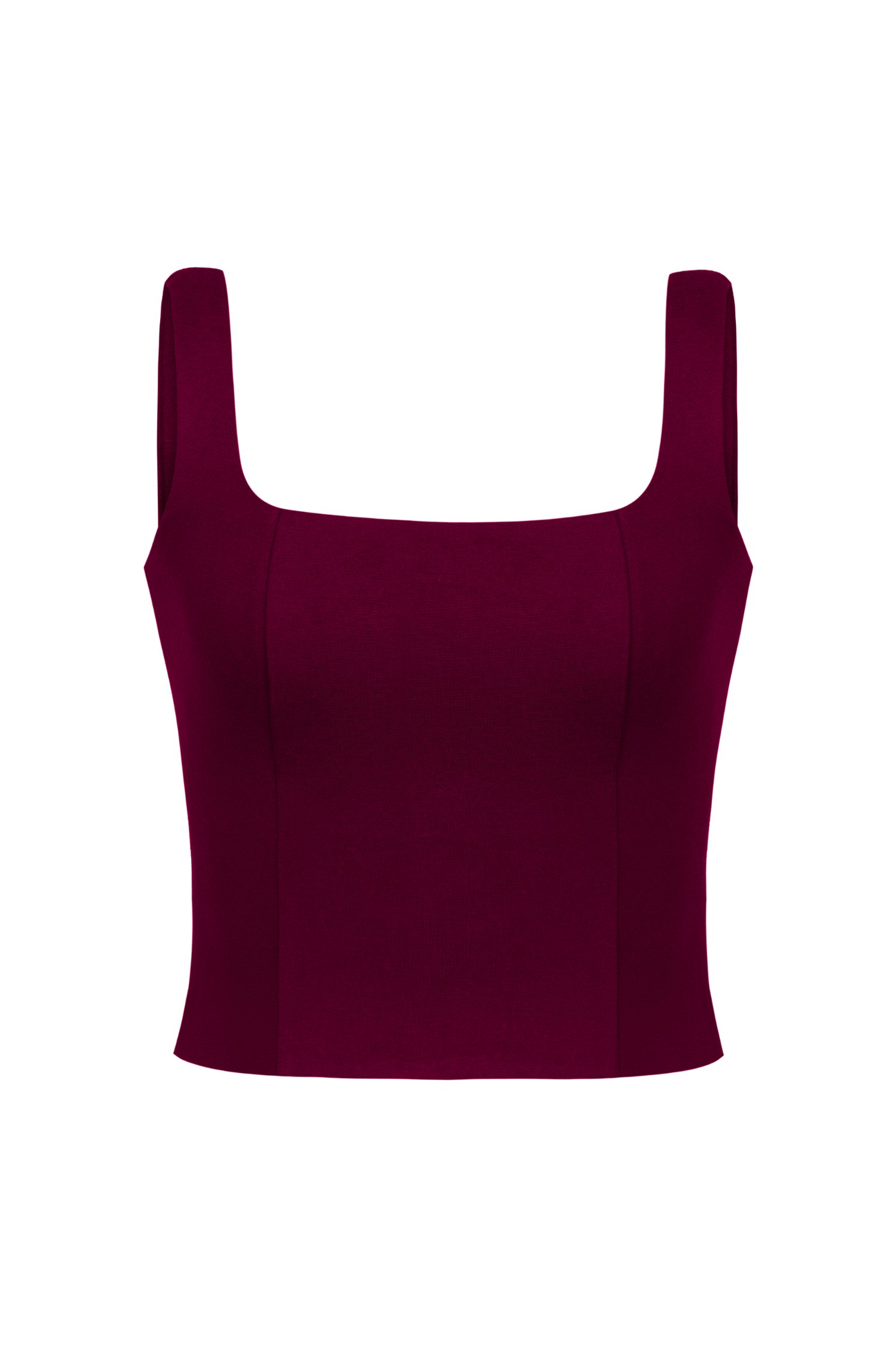 Sia Padded Square Neck Top in Wine Red