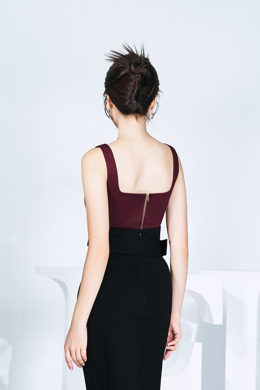 Sia Padded Square Neck Top in Wine Red