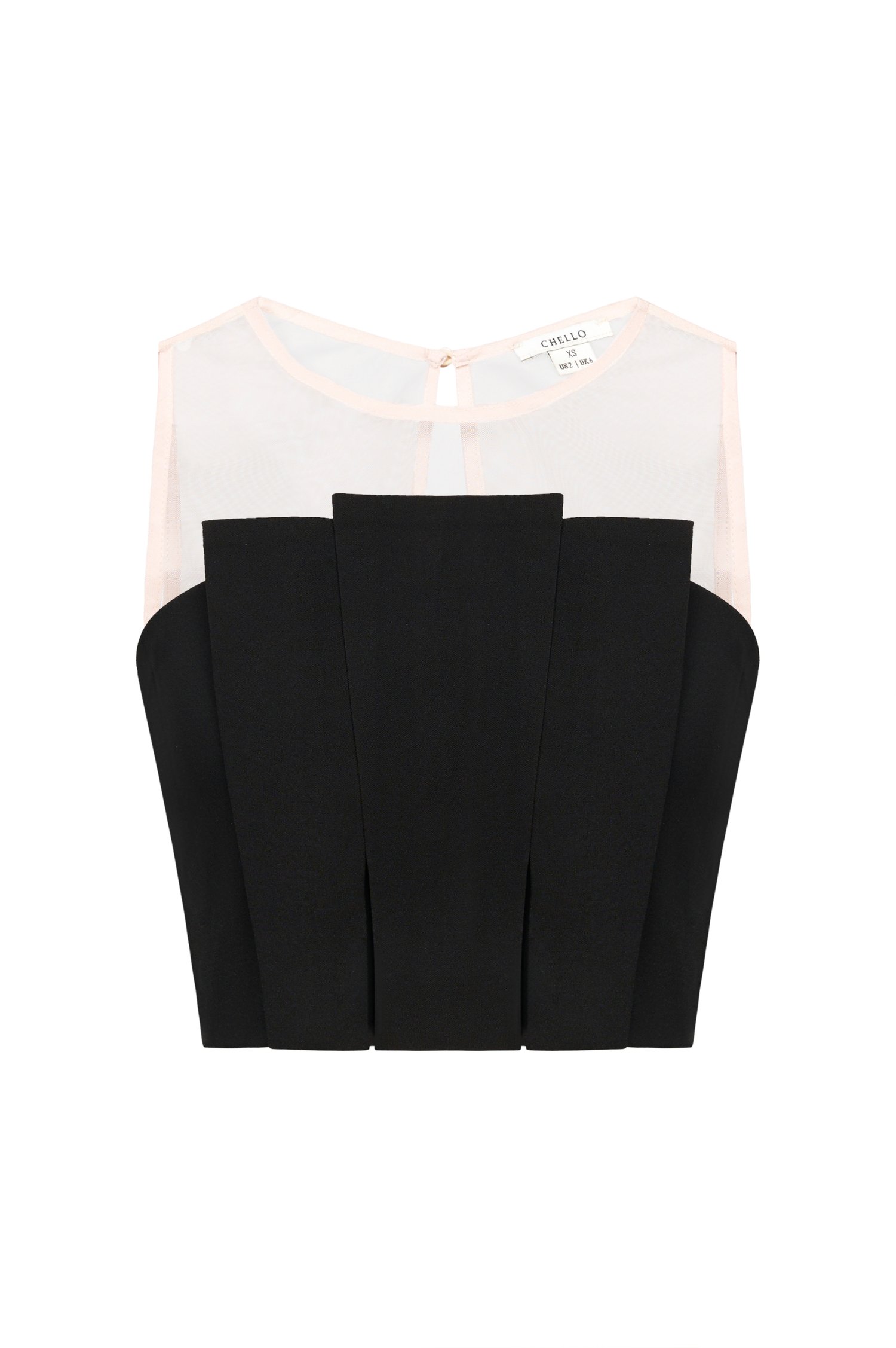 Simone Padded Pleated Cropped Top in Classic Black 2.0