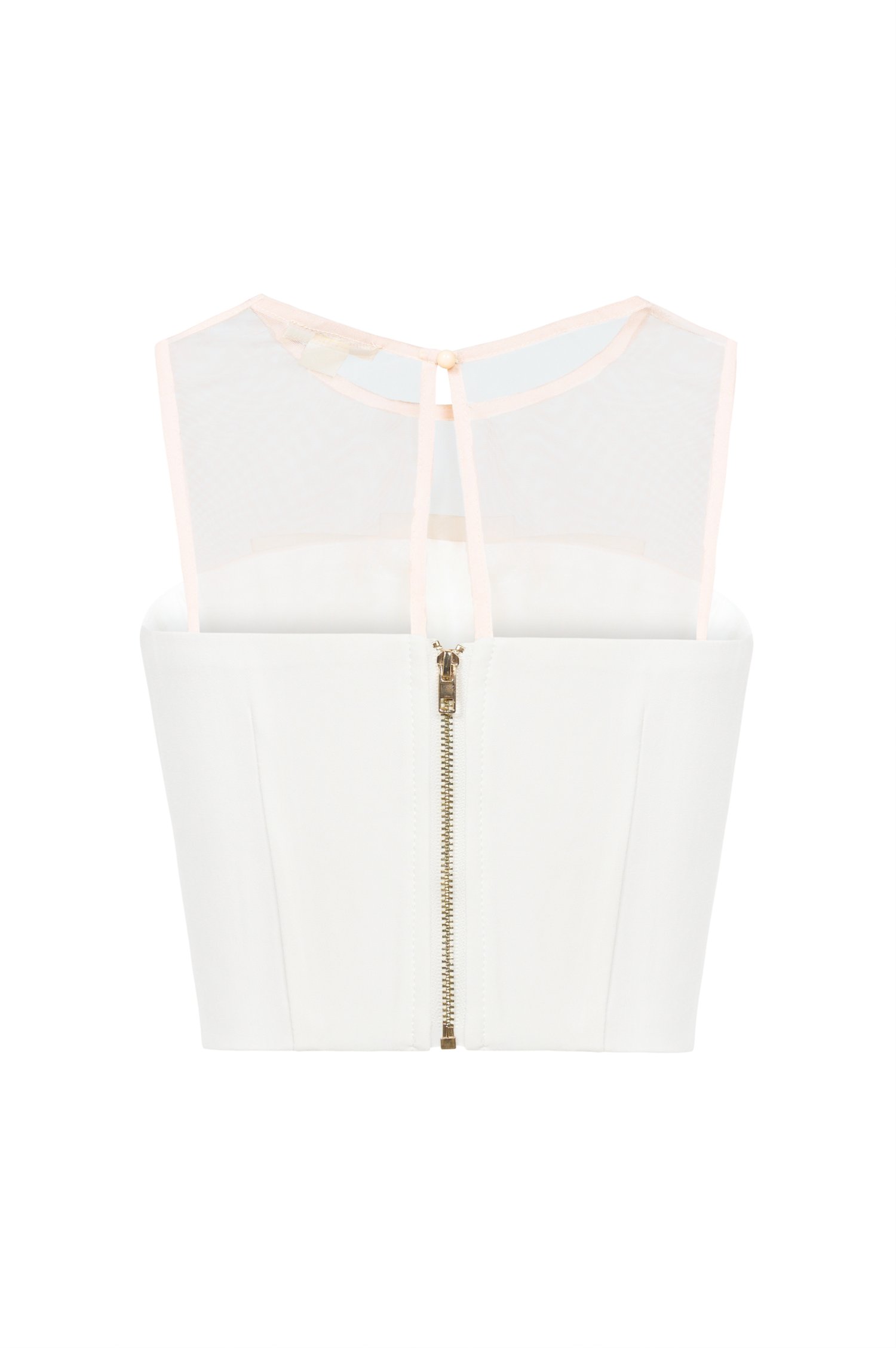 Simone Padded Pleated Cropped Top in Iconic White 2.0