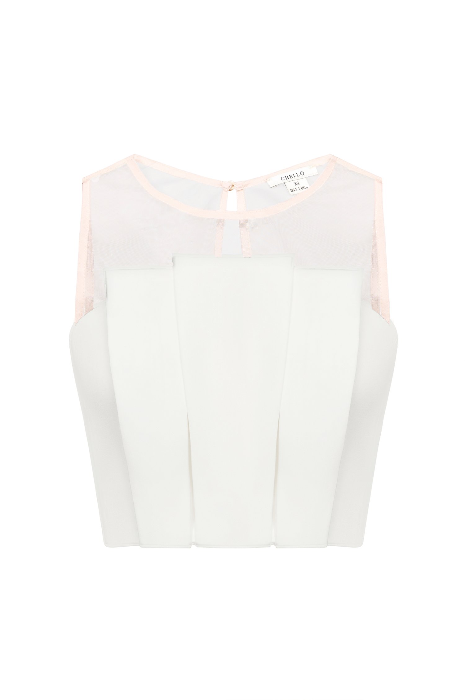 Simone Padded Pleated Cropped Top in Iconic White 2.0