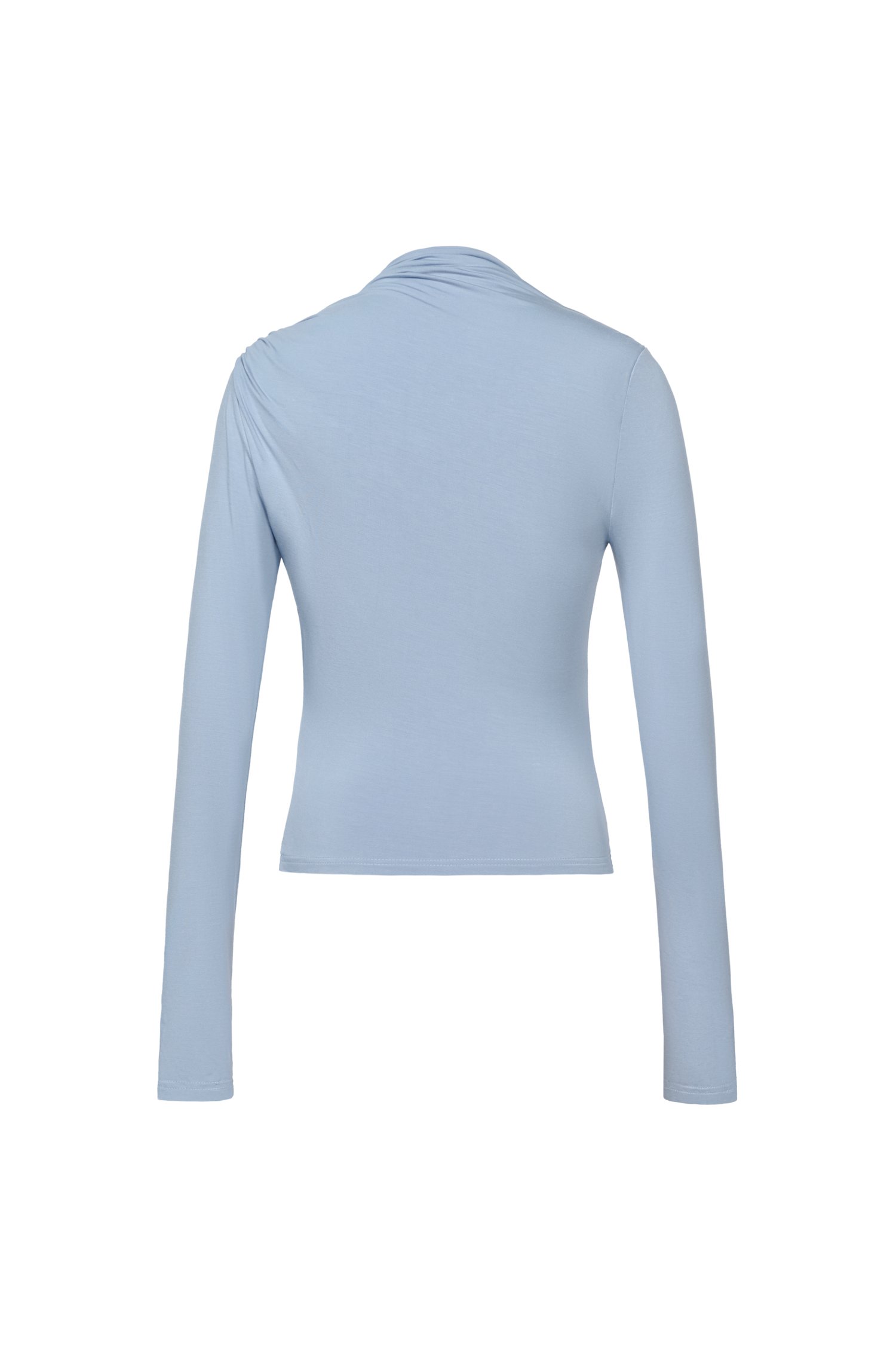 Tyra Asymmetrical Long Sleeves Top in Cerulean Blue