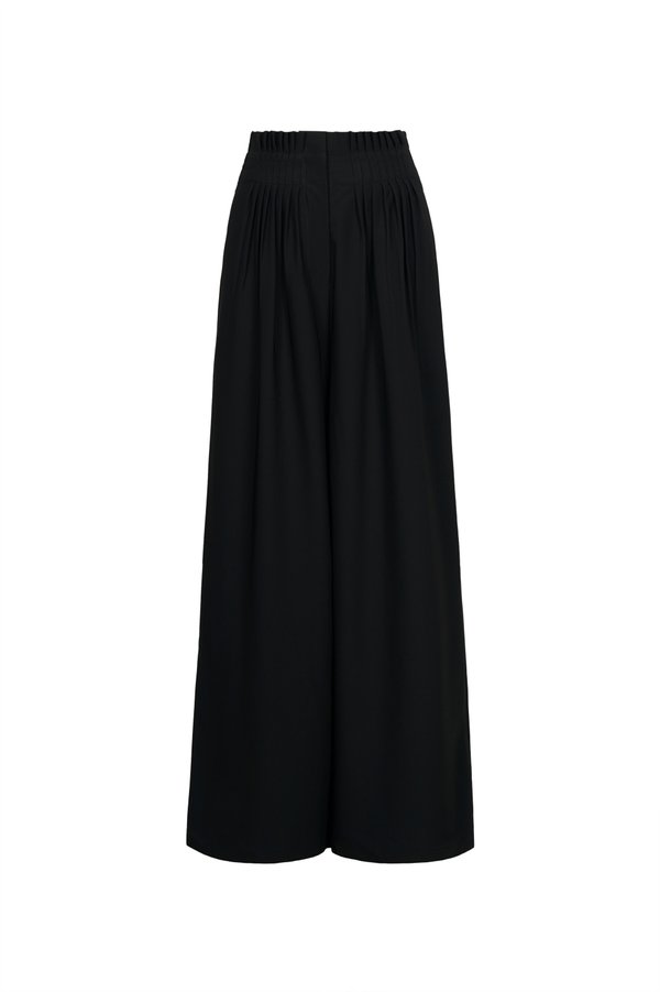 Kaiden Pleated Waist Straight Leg Pants in Classic Black