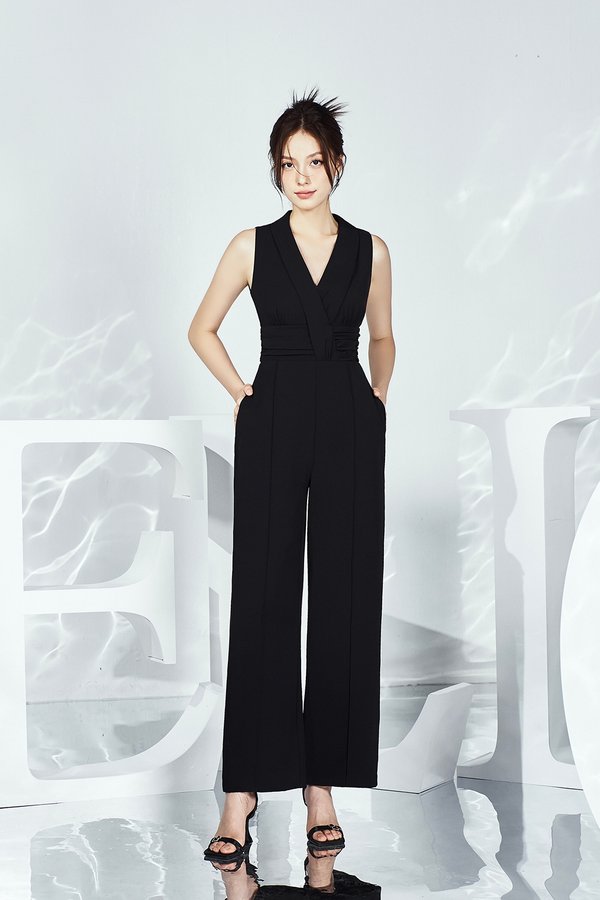 Reika Ruched Jumpsuit in Classic Black