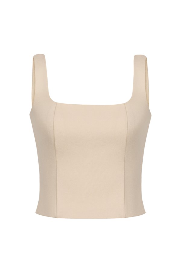 Sia Padded Square Neck Top in Almond