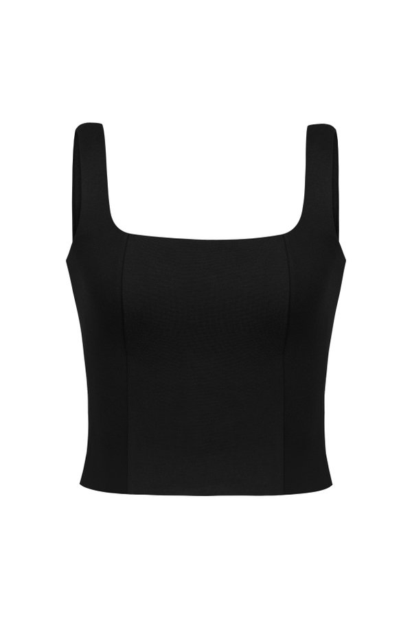 Sia Padded Square Neck Top in Classic Black