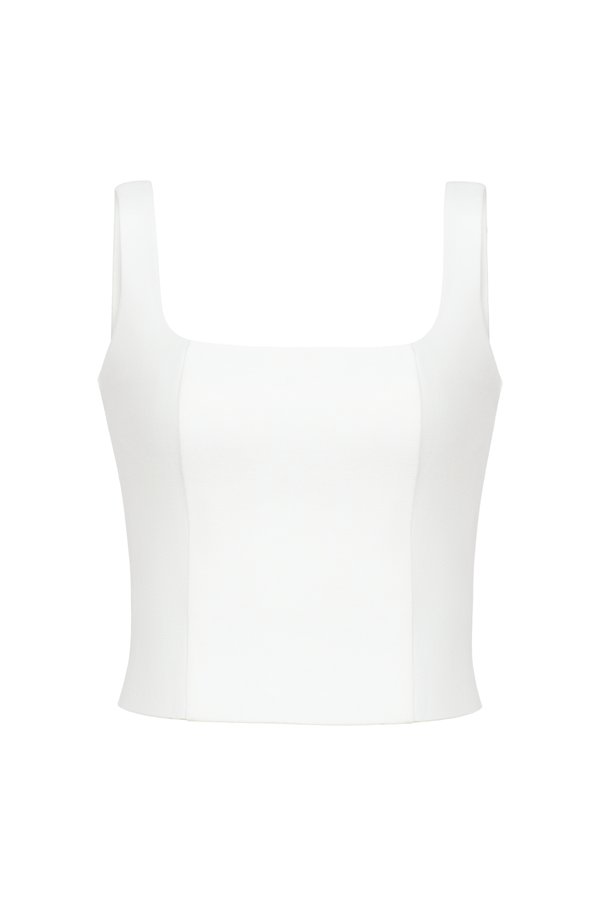 Sia Padded Square Neck Top in Iconic White