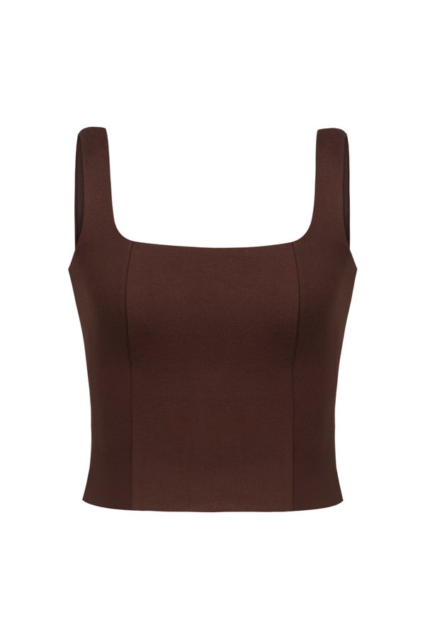 Sia Padded Square Neck Top in Walnut