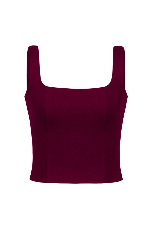 Sia Padded Square Neck Top in Wine Red