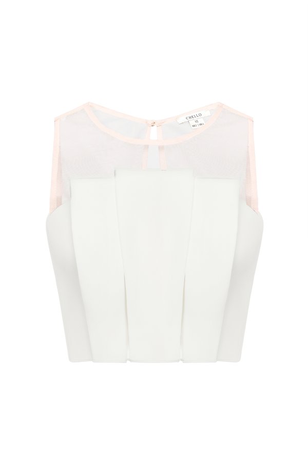 Simone Pleated Cropped Top in Iconic White