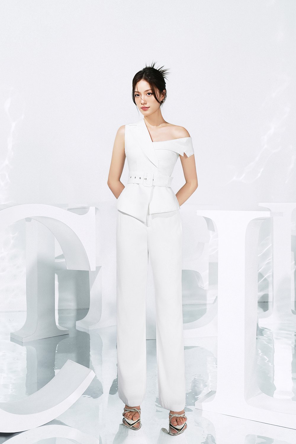 Aurelia Asymmetrical Tailored Top In Iconic White
