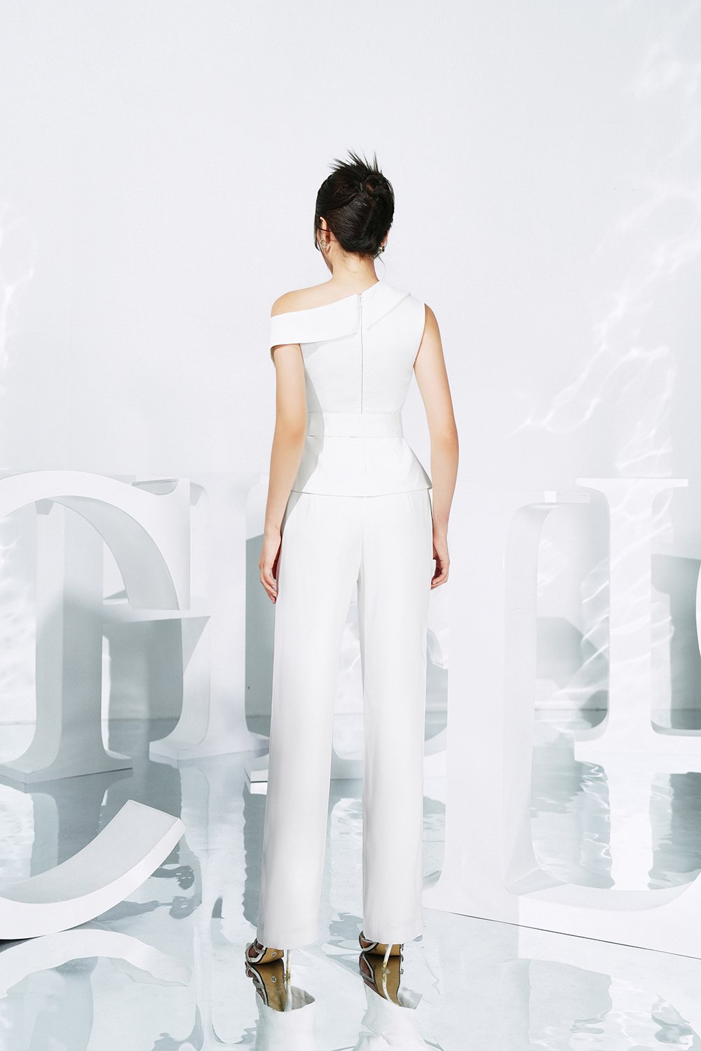 Aurelia Asymmetrical Tailored Top In Iconic White