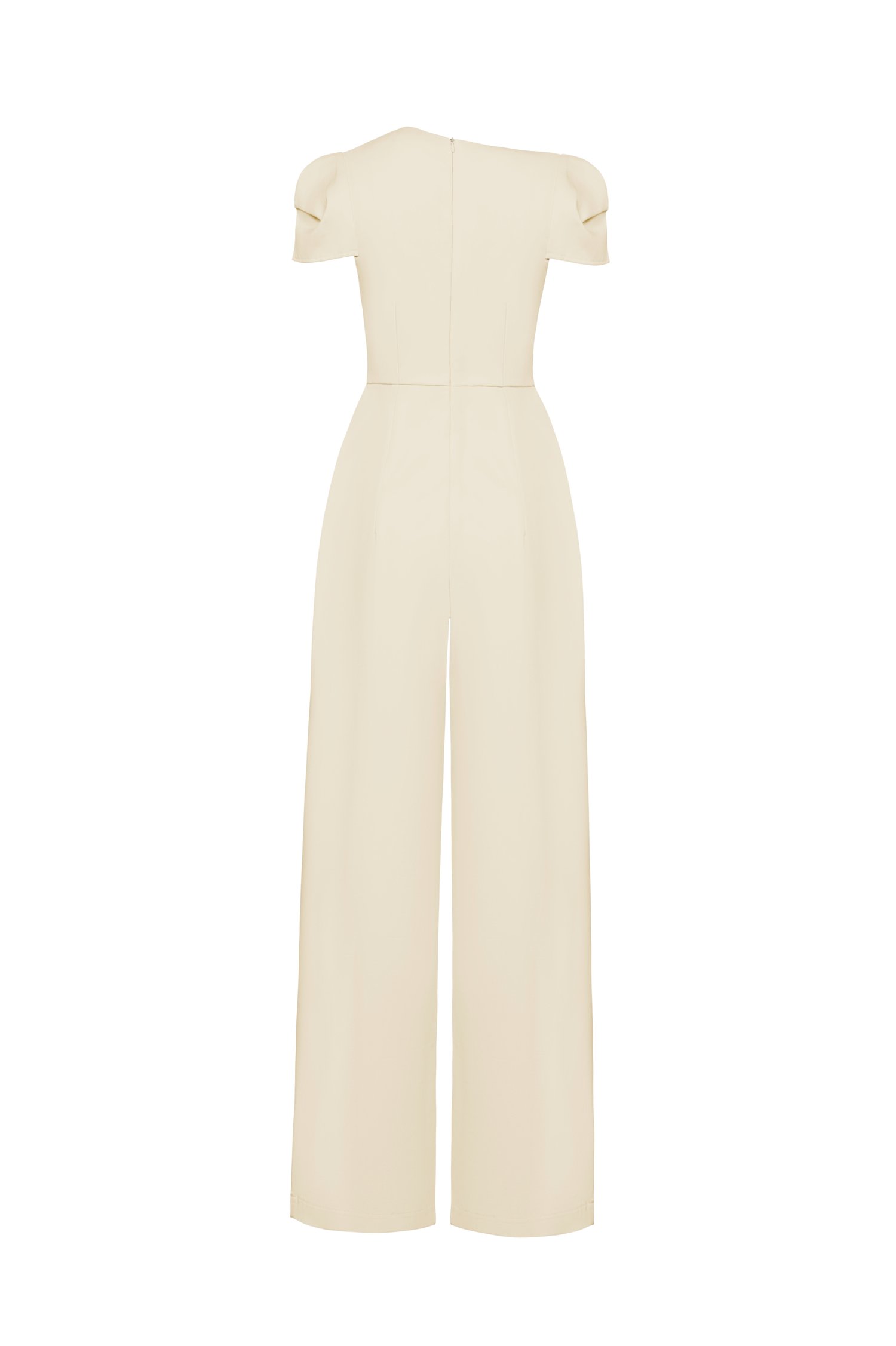 Huxley Asymmetrical Cap Sleeves Jumpsuit in Parchment