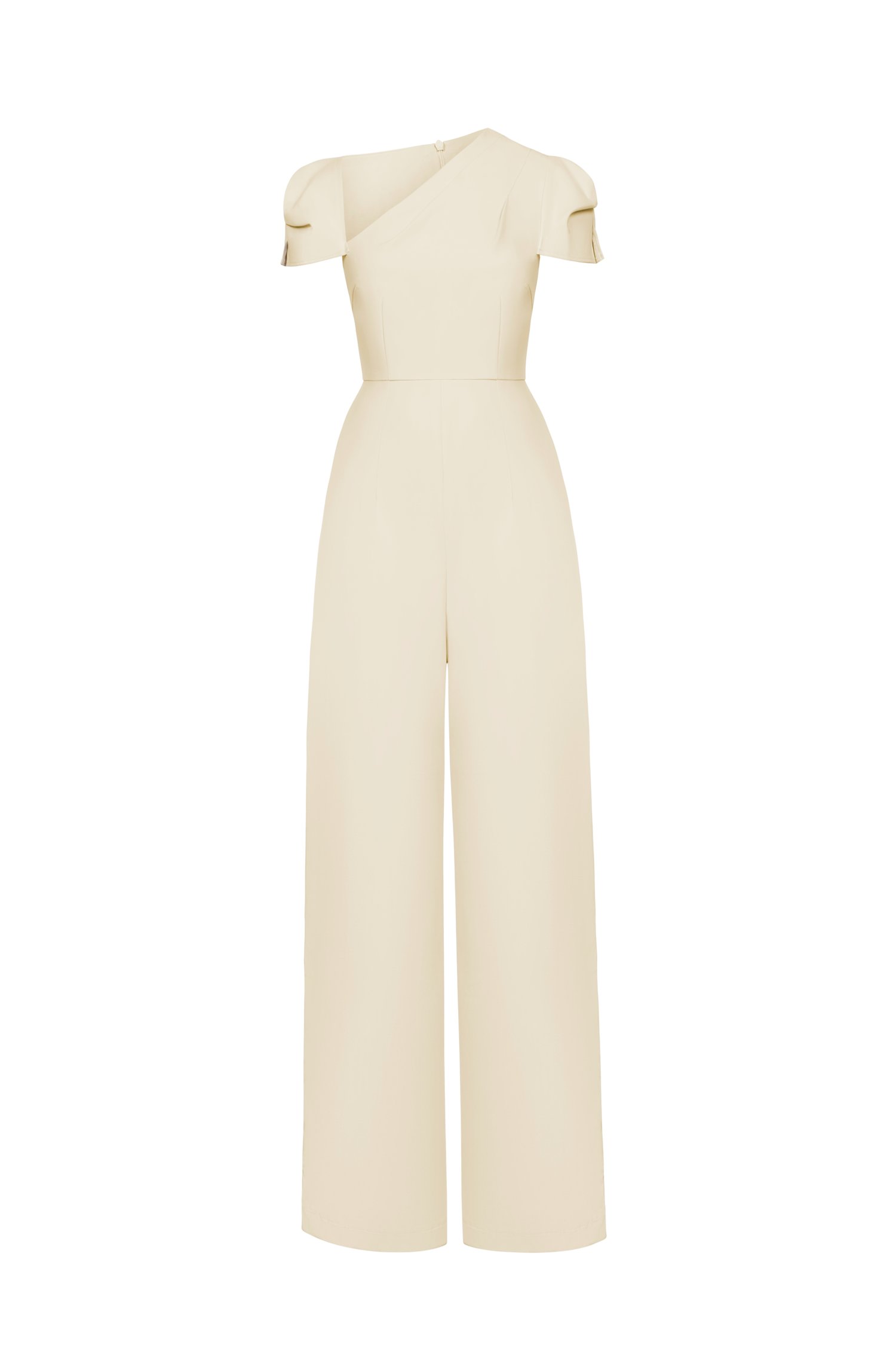 Huxley Asymmetrical Cap Sleeves Jumpsuit in Parchment