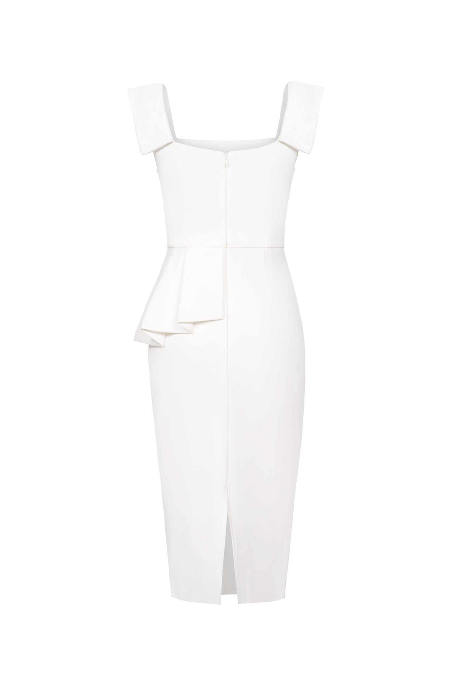 Myla Padded Peplum Pencil Dress in Iconic White