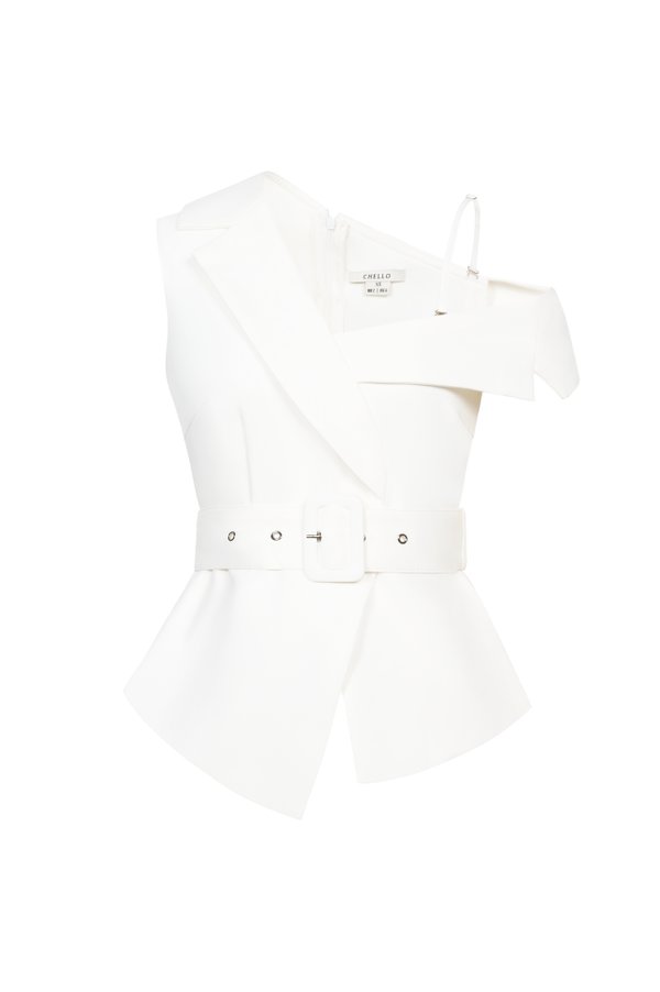 Aurelia Asymmetrical Tailored Top In Iconic White