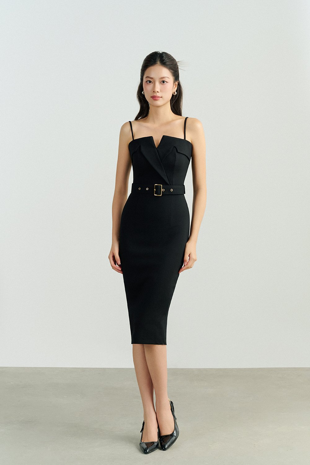 Ariella Tailored Pencil Dress in Classic Black
