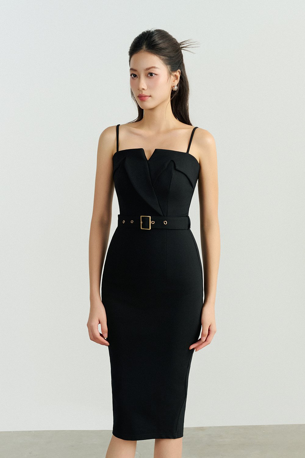 Ariella Tailored Pencil Dress in Classic Black