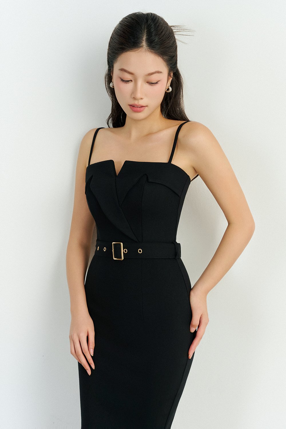 Ariella Tailored Pencil Dress in Classic Black