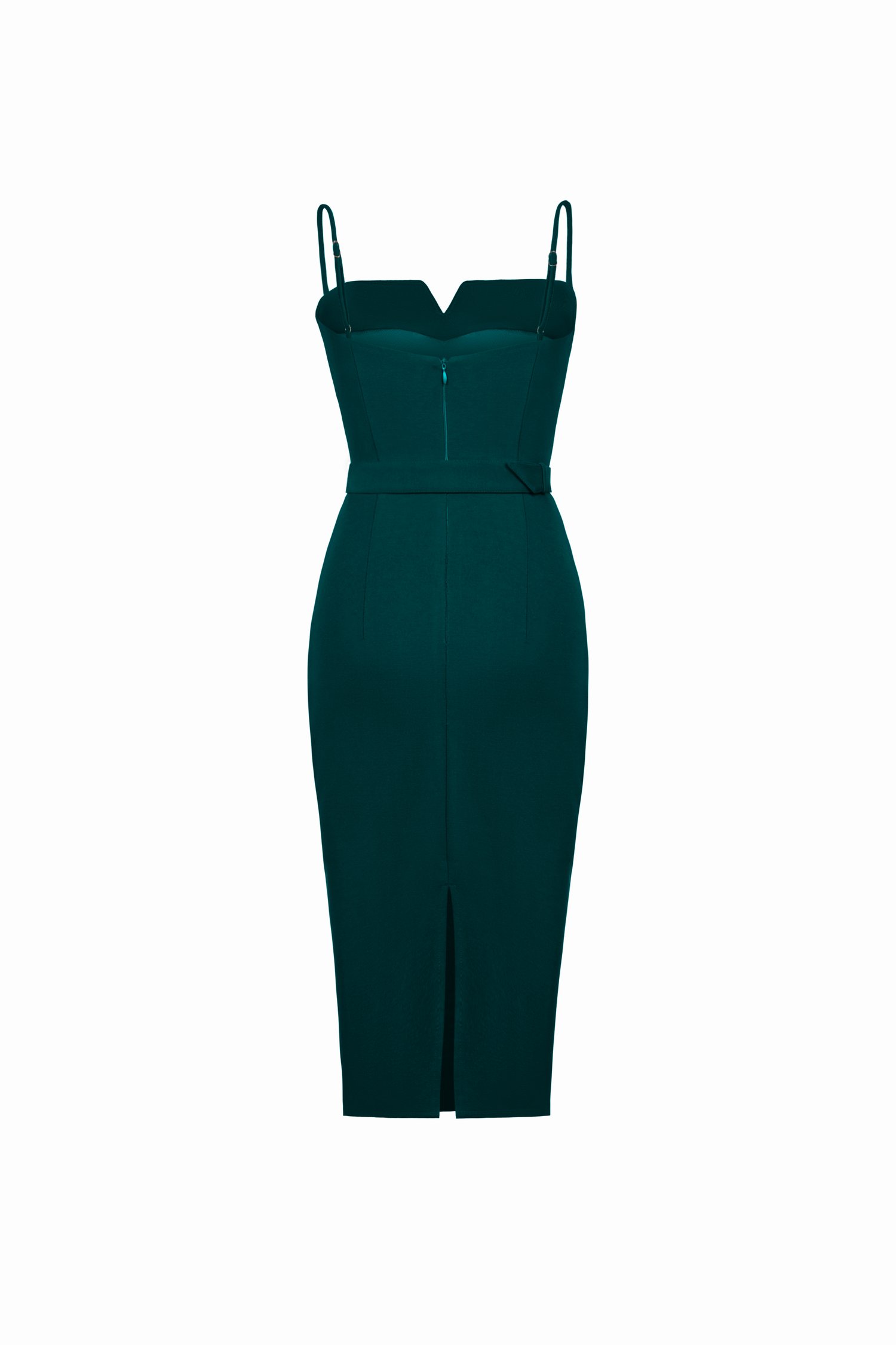 Ariella Tailored Pencil Dress in Emerald Green