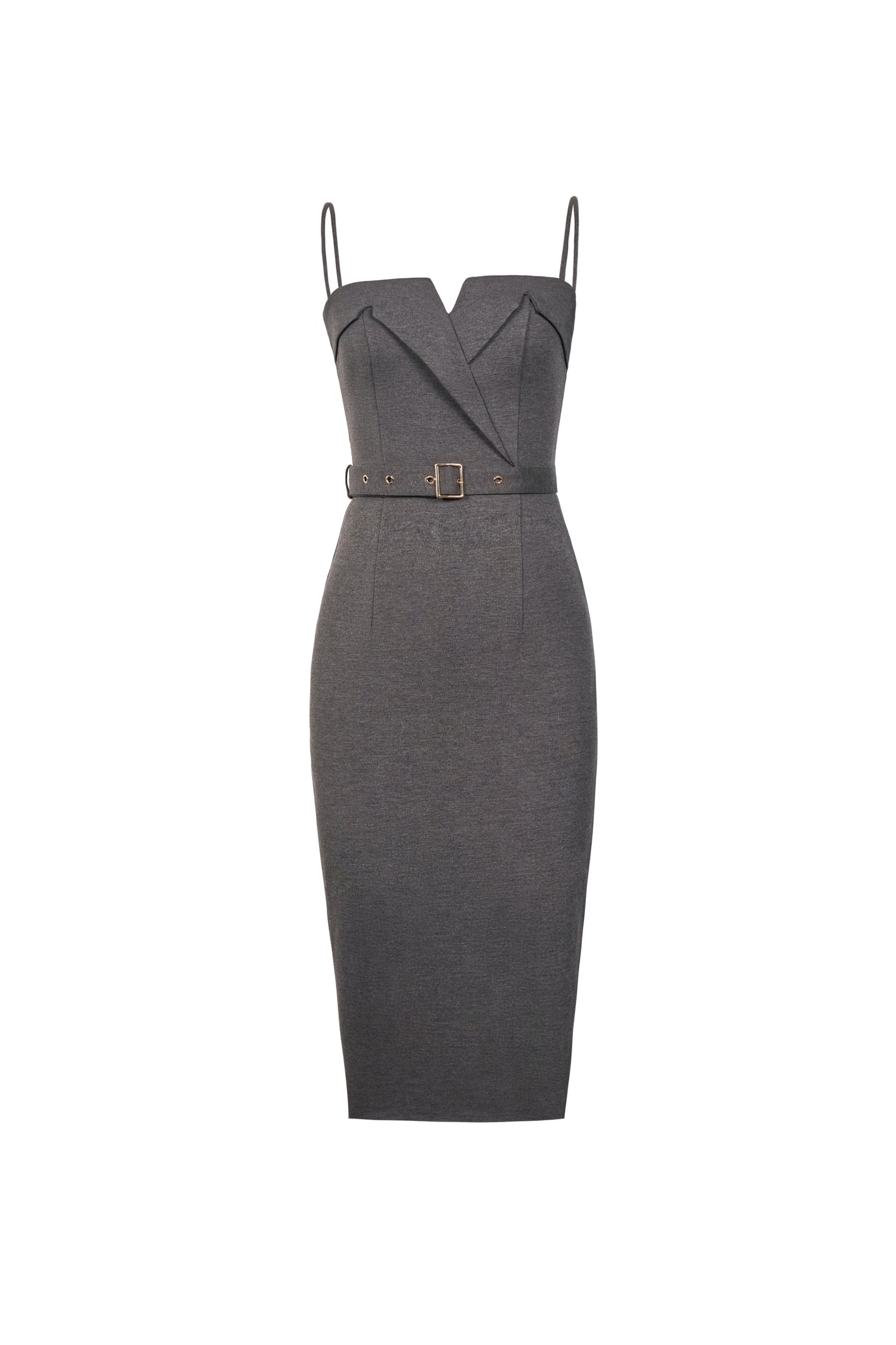 Ariella Tailored Pencil Dress in Grey Marl