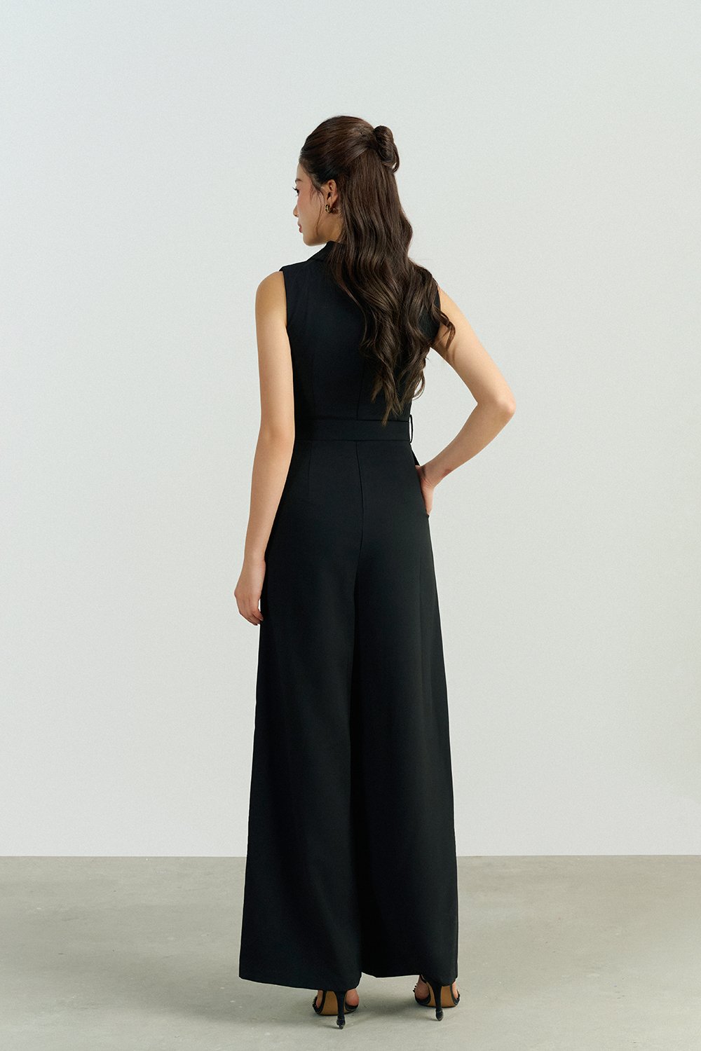 Caprice Trench Sash Belt Jumpsuit in Classic Black