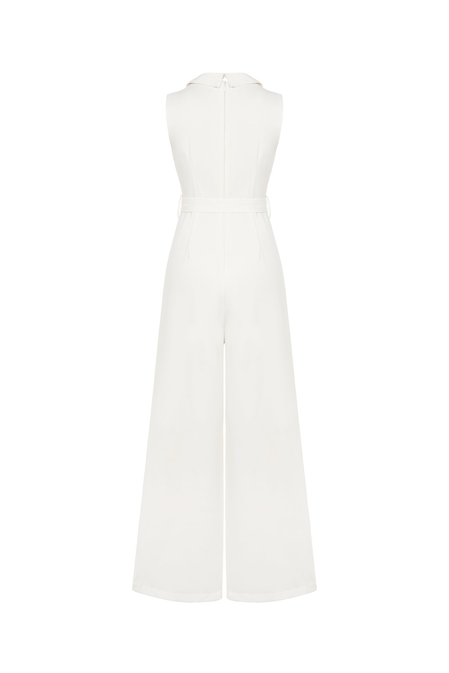 Caprice Trench Sash Belt Jumpsuit in Iconic White