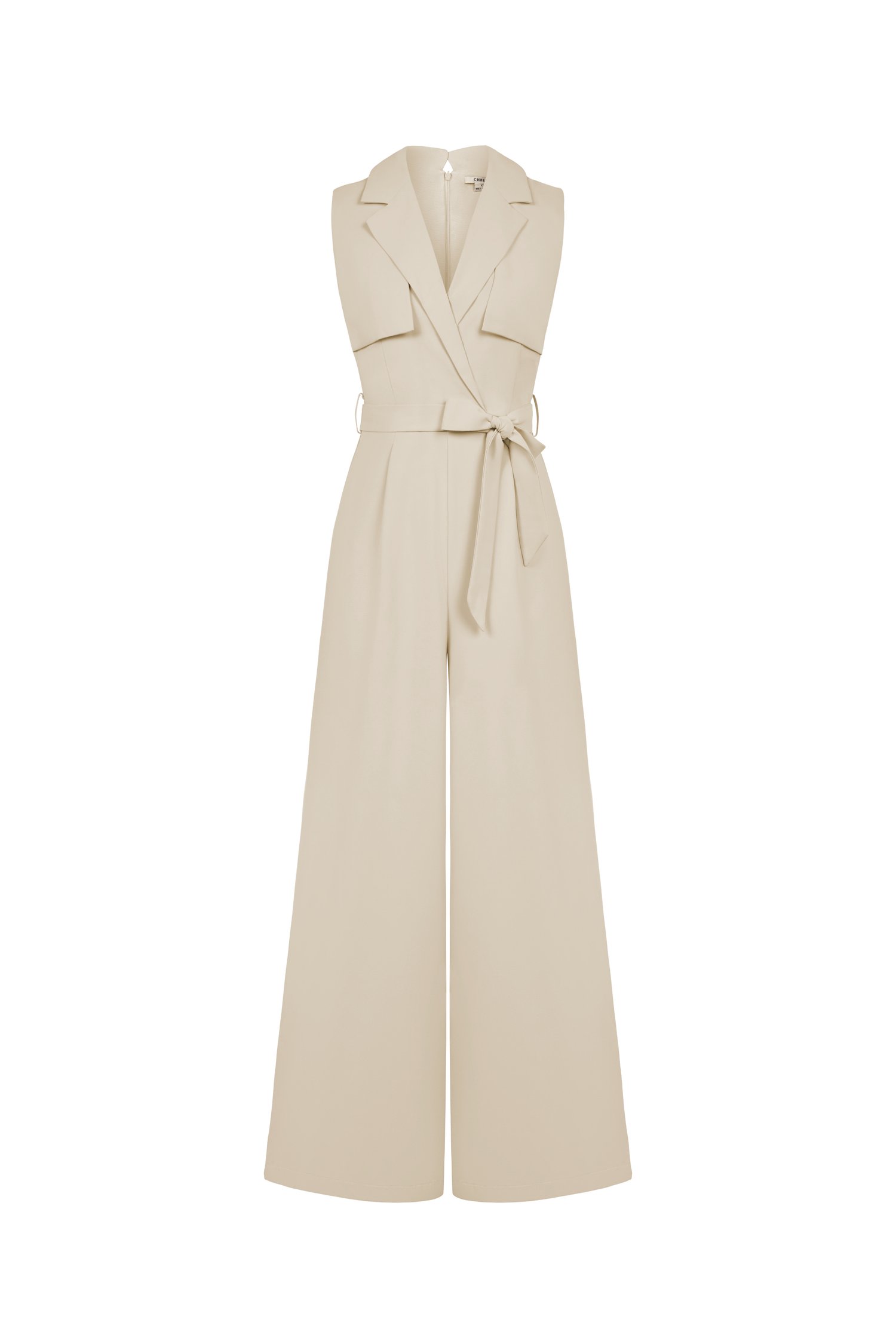 Caprice Trench Sash Belt Jumpsuit in Light Bisque