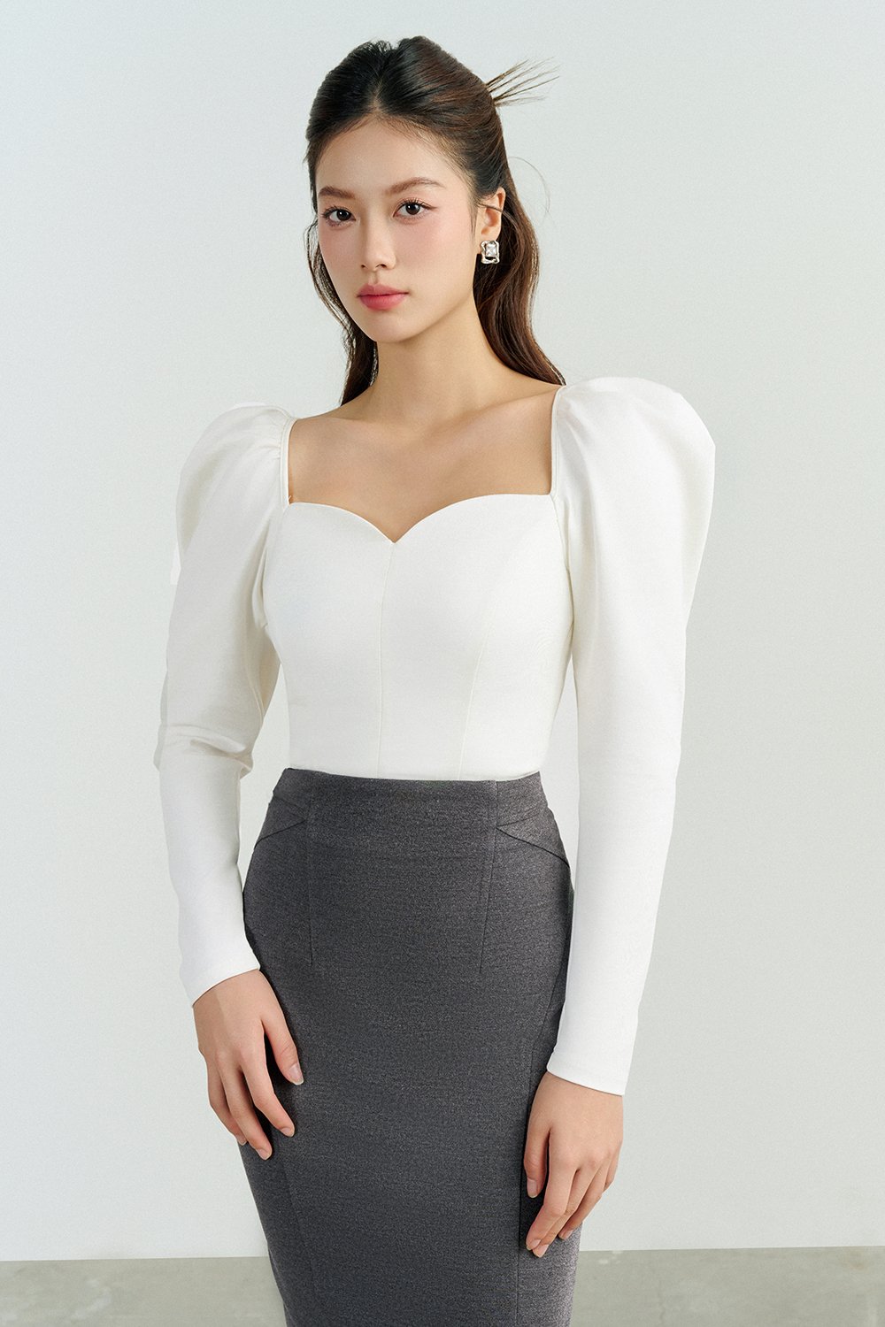 Jaide Tailored Pencil Skirt in Granite