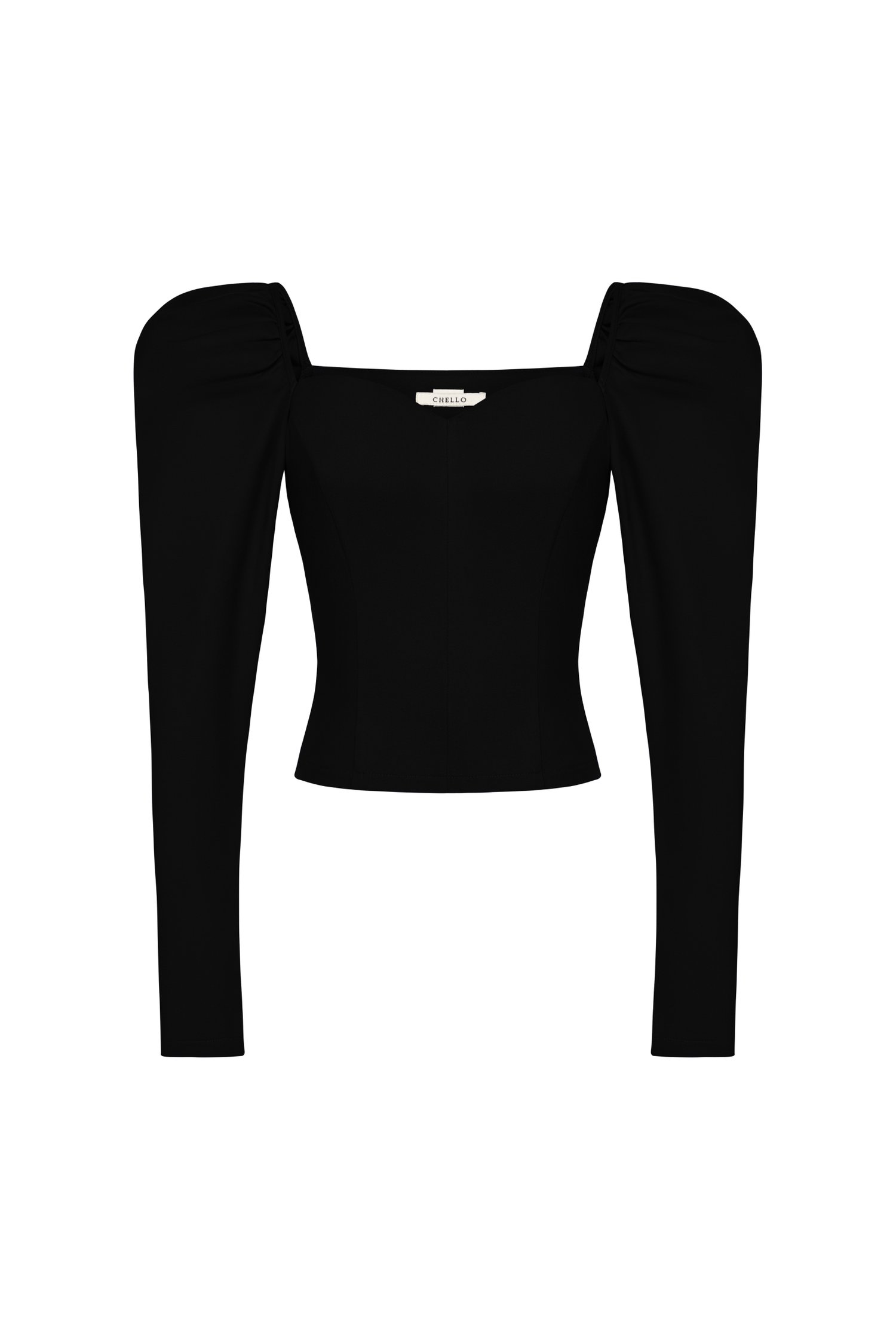 Myley Sweetheart Puff Long Sleeves Top in Classic Black