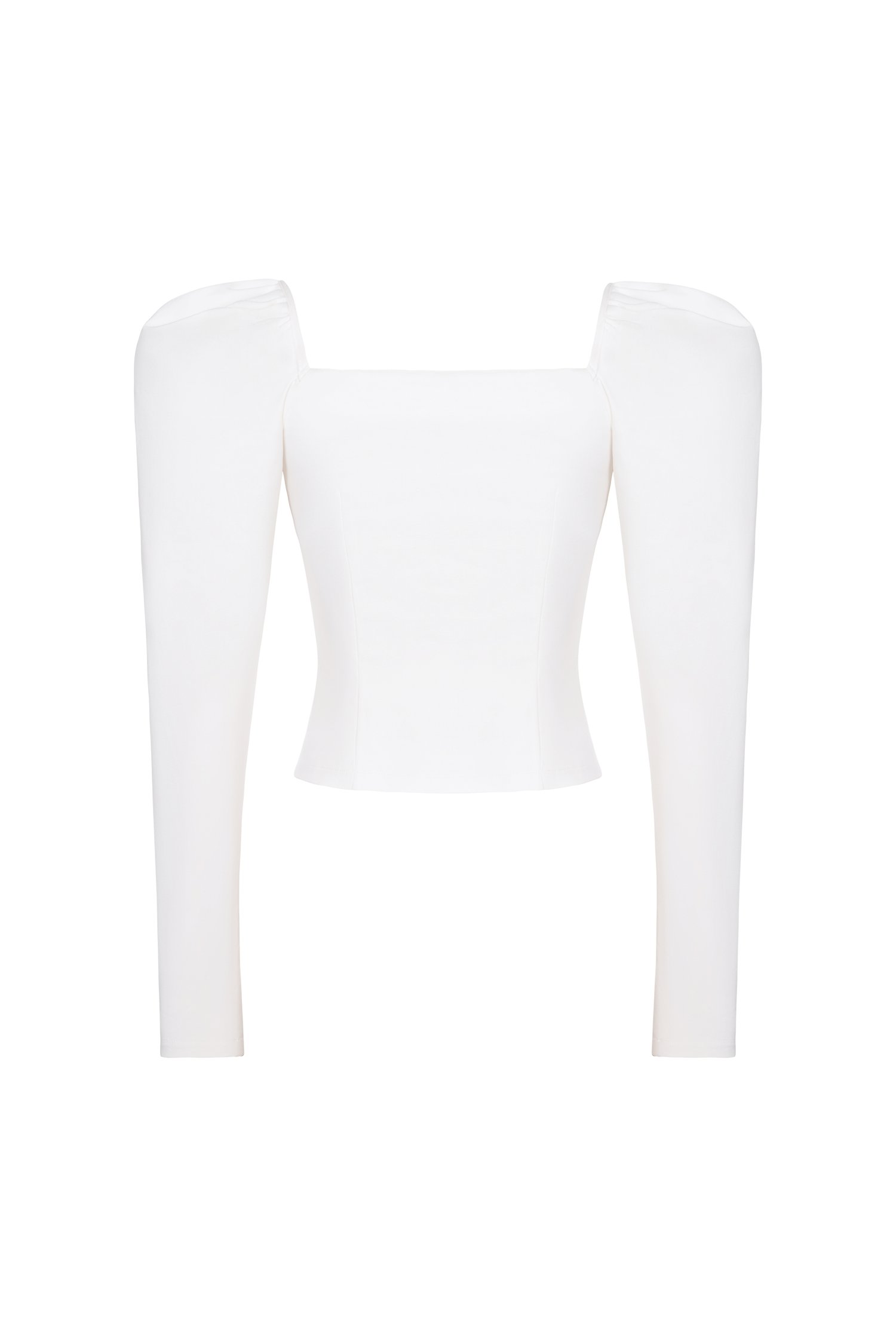 Myley Sweetheart Puff Long Sleeves Top in Iconic White