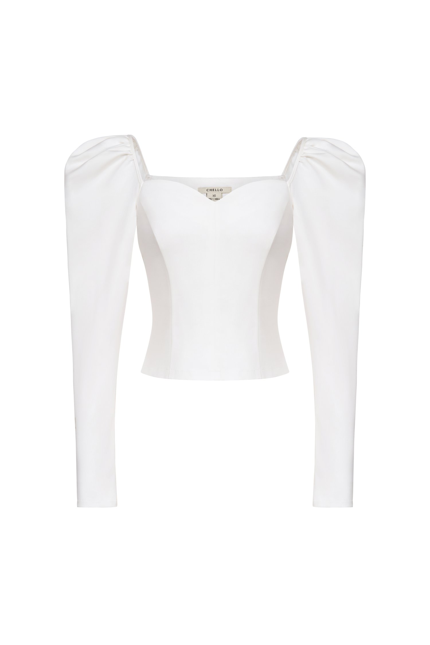 Myley Sweetheart Puff Long Sleeves Top in Iconic White