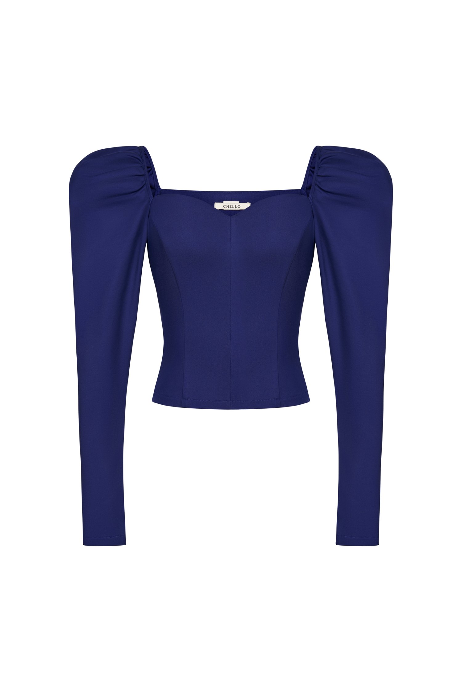 Myley Sweetheart Puff Long Sleeves Top in Royal Blue