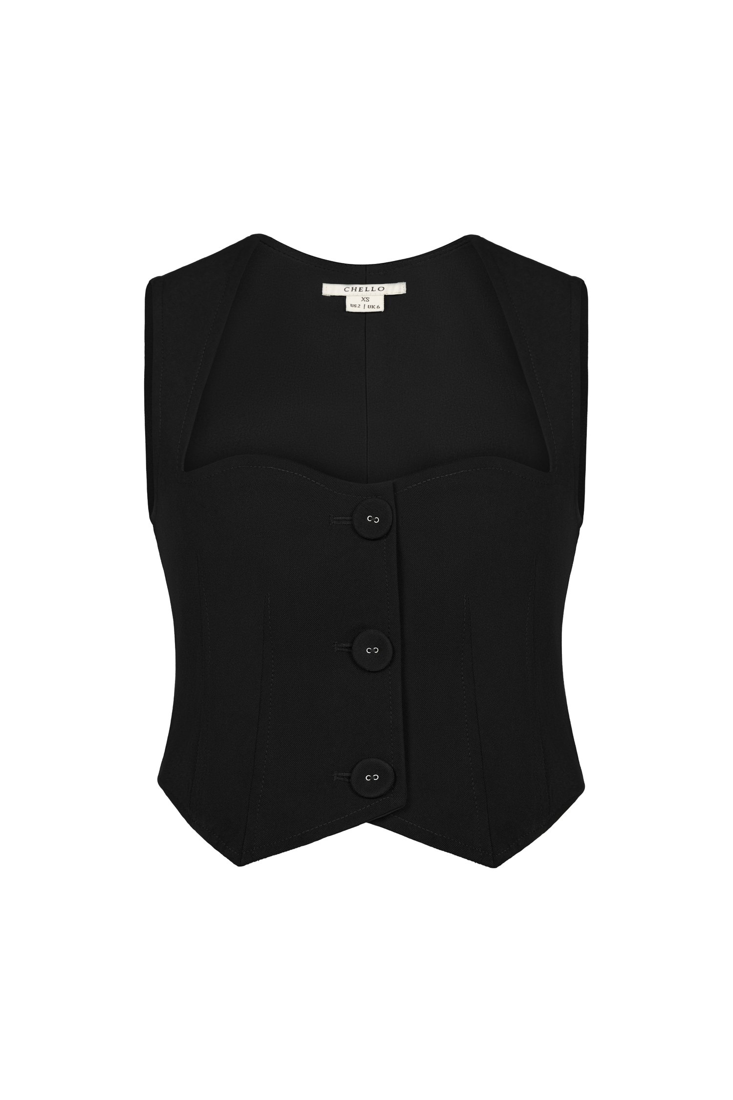 Vianne Vest Cropped Top in Classic Black