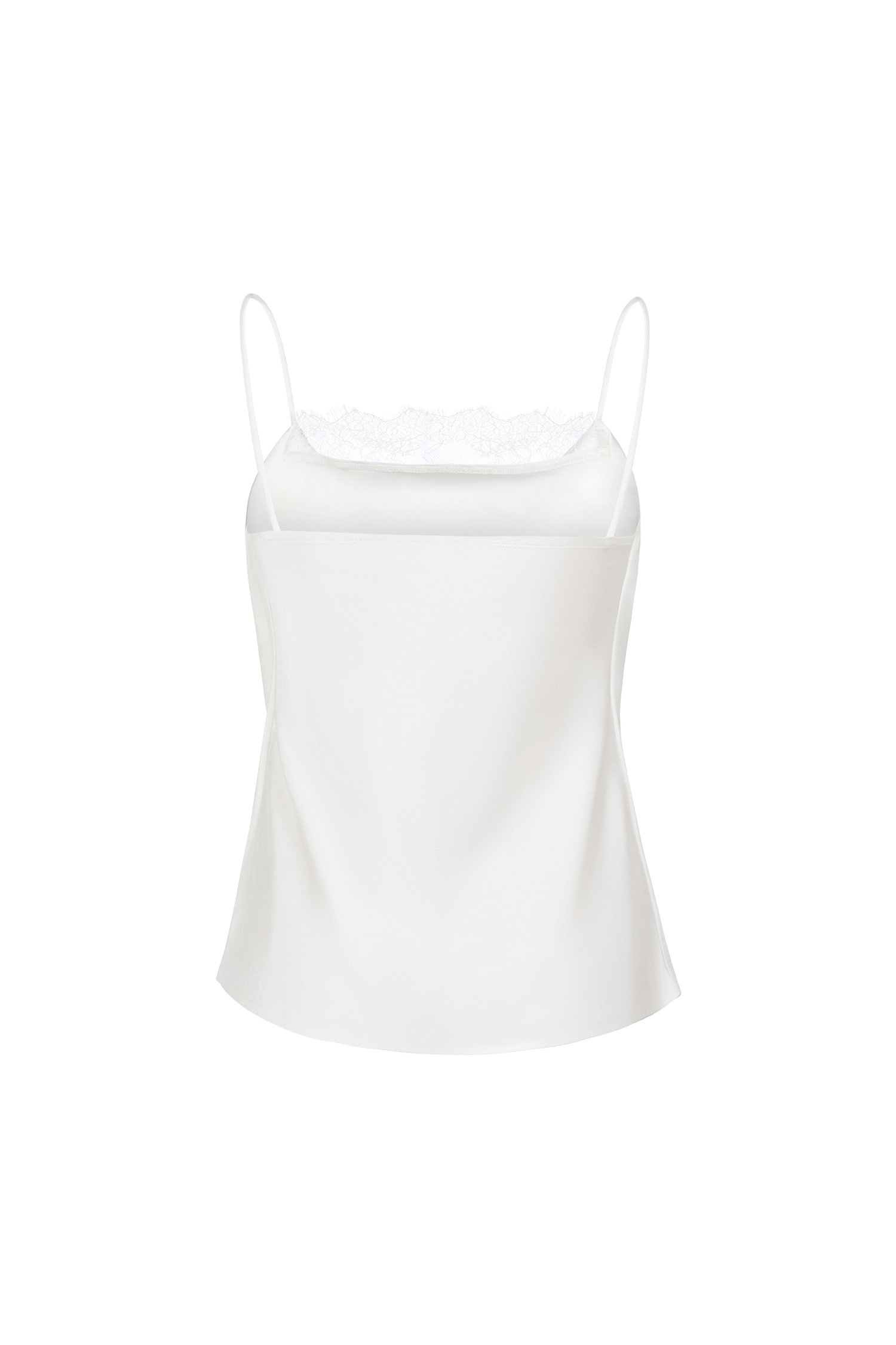 Zenni Cowl Neck Lace Accent Top in Iconic White