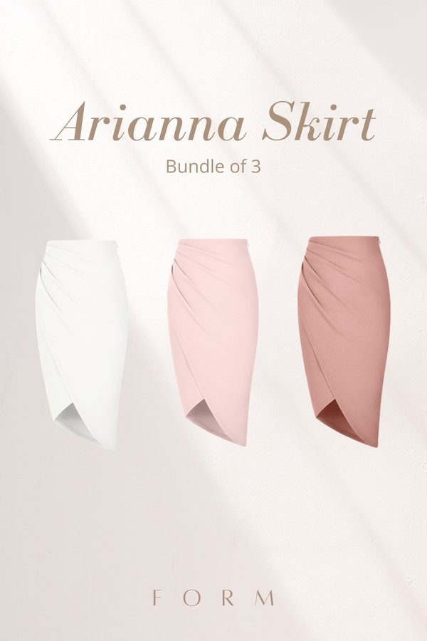 Arianna Side Ruches Wrap Pencil Skirt Bundle of 3