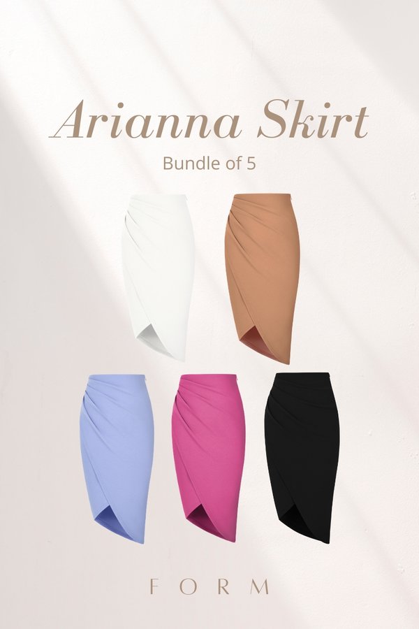 Arianna Side Ruches Wrap Pencil Skirt Bundle of 5