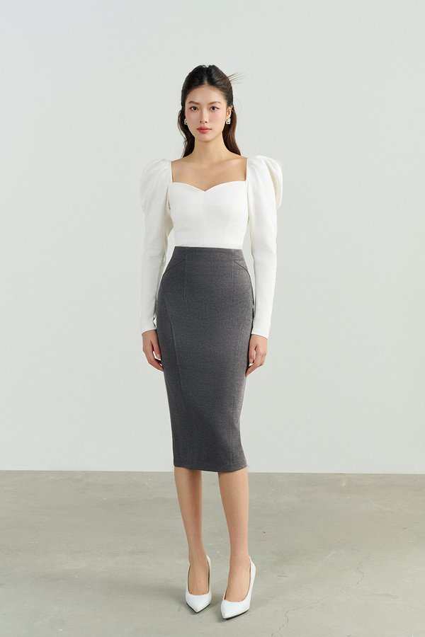 Jaide Tailored Pencil Skirt in Granite
