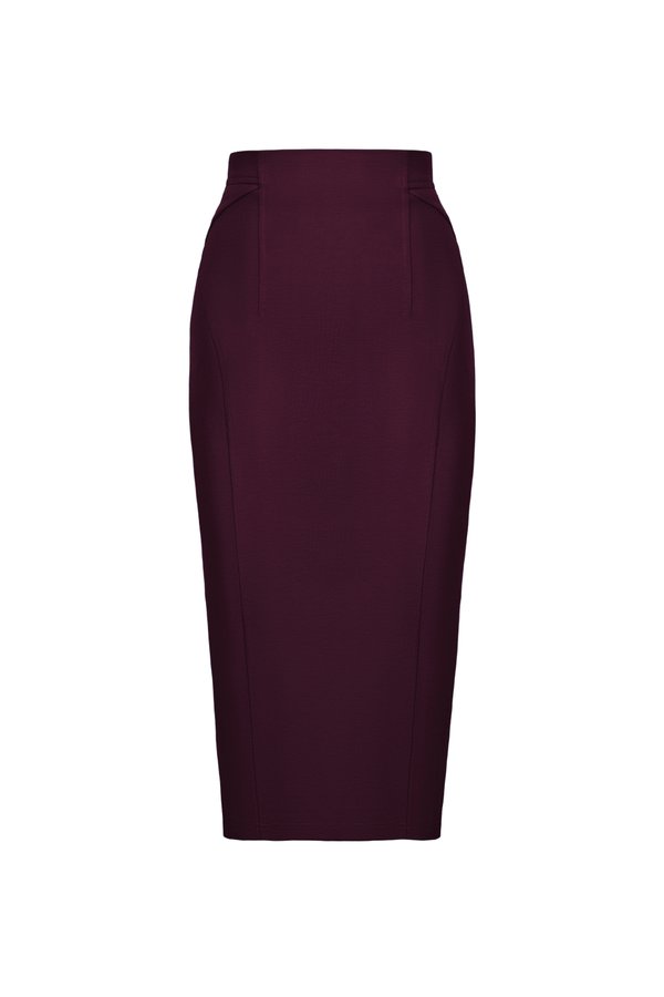 Jaide Tailored Pencil Skirt in Wine Red