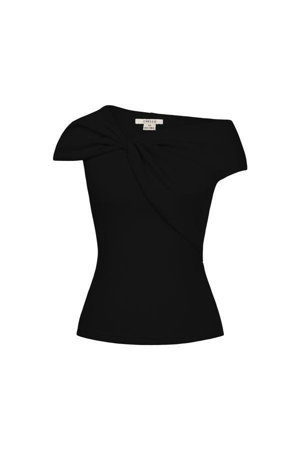 Ruelle Ribbon Off Shoulder Top in Classic Black