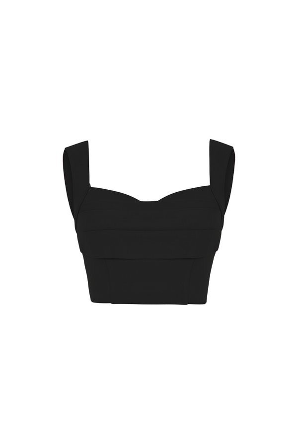Trista Sweetheart Cropped Top in Classic Black