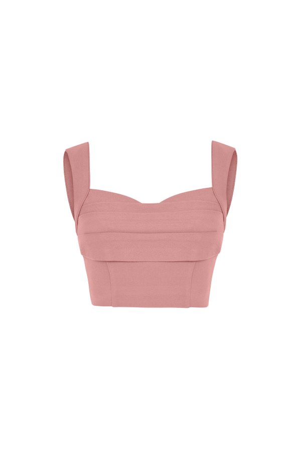 Trista Sweetheart Cropped Top in Dusty Rose
