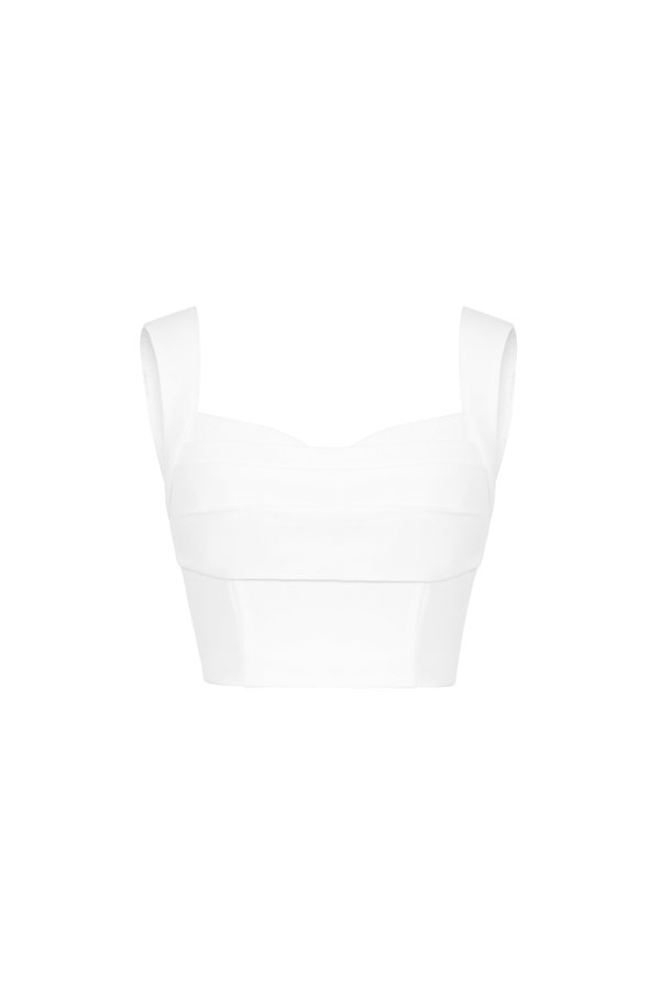 Trista Sweetheart Cropped Top in Iconic White