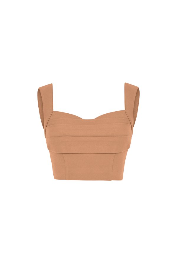 Trista Sweetheart Cropped Top in Latte