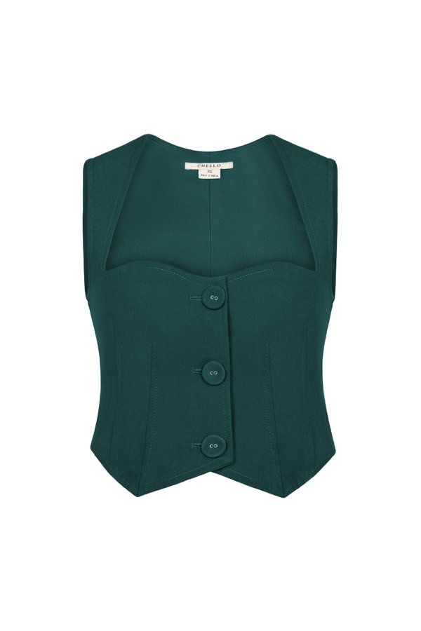 Vianne Vest Cropped Top in Deep Forest
