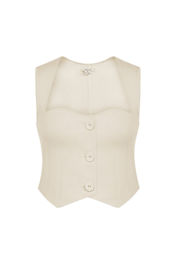 Vianne Vest Cropped Top in Light Cream