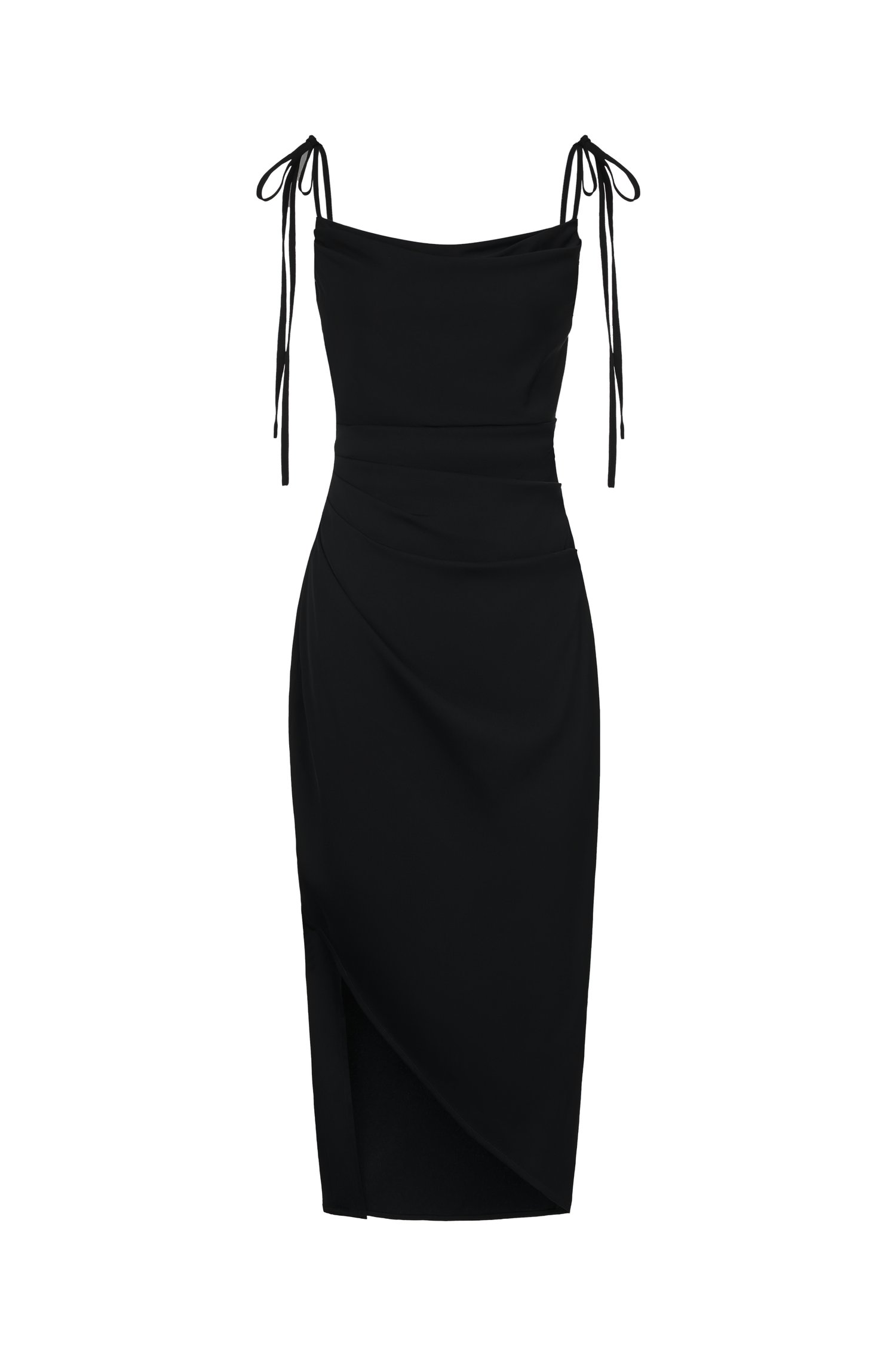 Adelaide Cowl Neck Slip Midi Dress in ⁠Classic Black