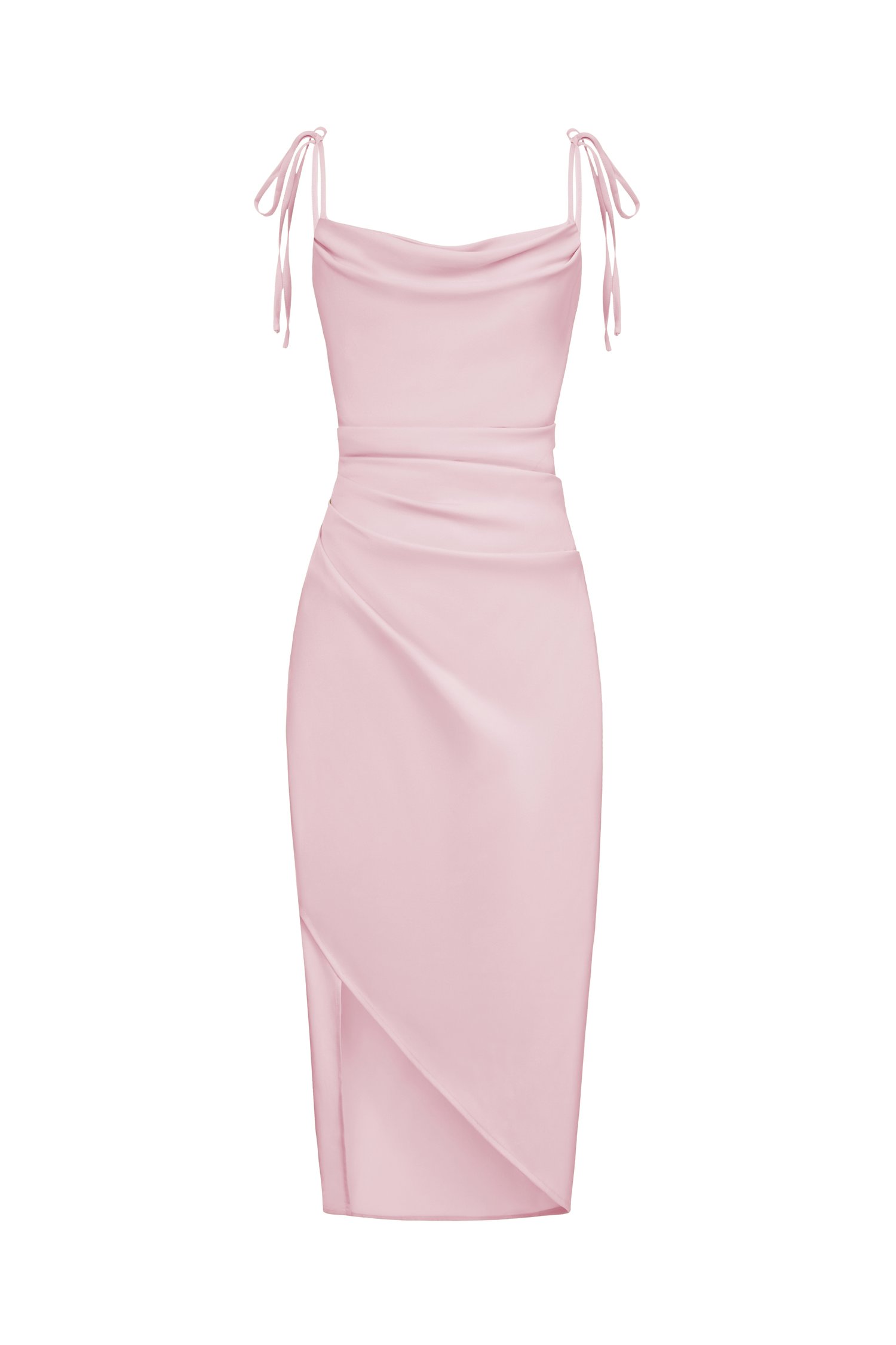 Adelaide Cowl Neck Slip Midi Dress in ⁠Peony Blush
