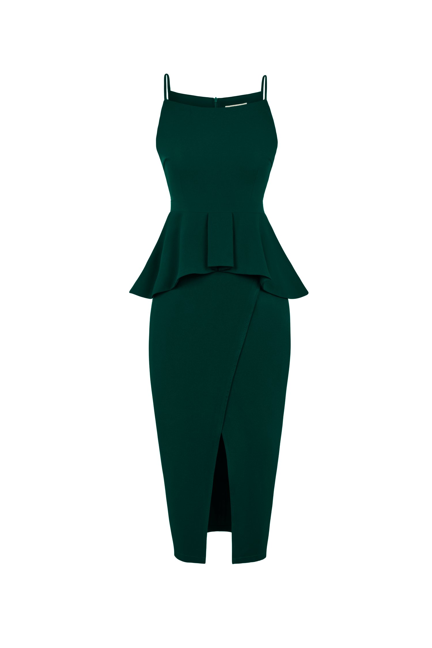 Clayre Peplum Pencil Dress in Emerald Green