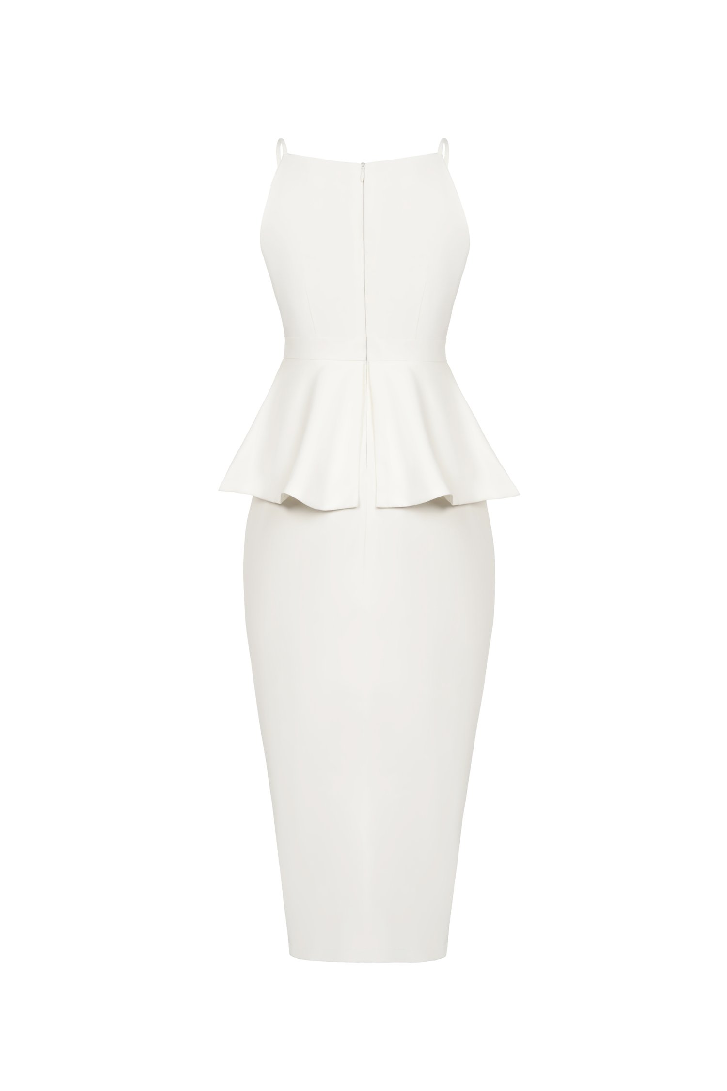 Clayre Peplum Pencil Dress in Iconic White